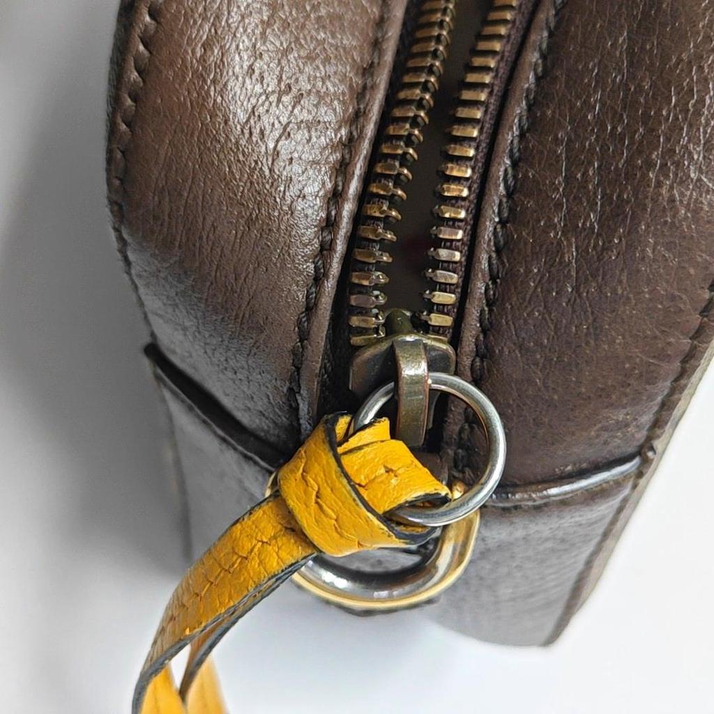 [Pre-Owned] Neo Vintage Series Gold Foil Logo Metal Tiger Head Monogram Canvas And Leather Camera Bag - Very Good #BOQEC0