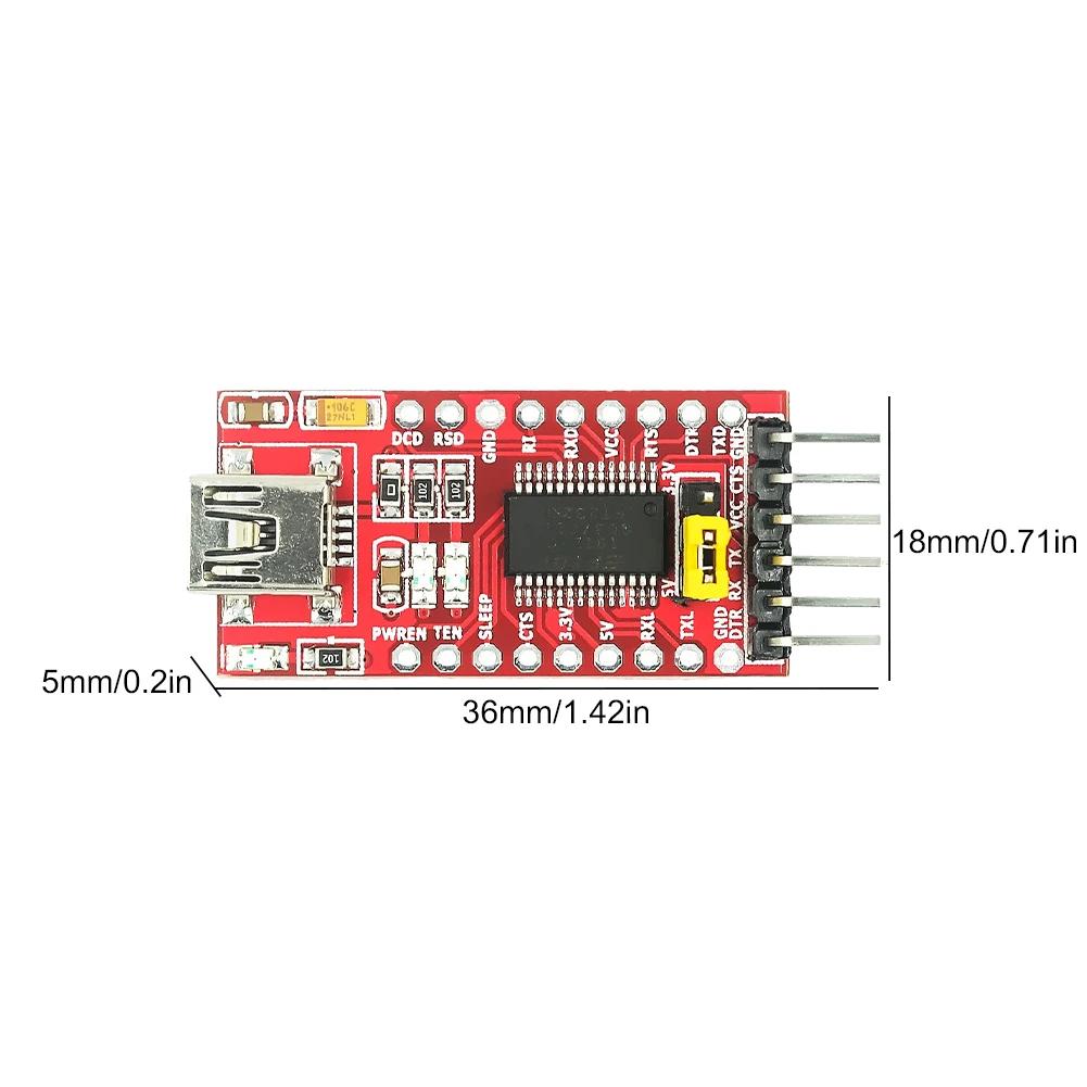 FT232RL FTDI Type-C to TTL Serial Converter Adapter Module 3.3V 5.5V FT232R Breakout Mini USB to TTL Adapter Board for Arduino