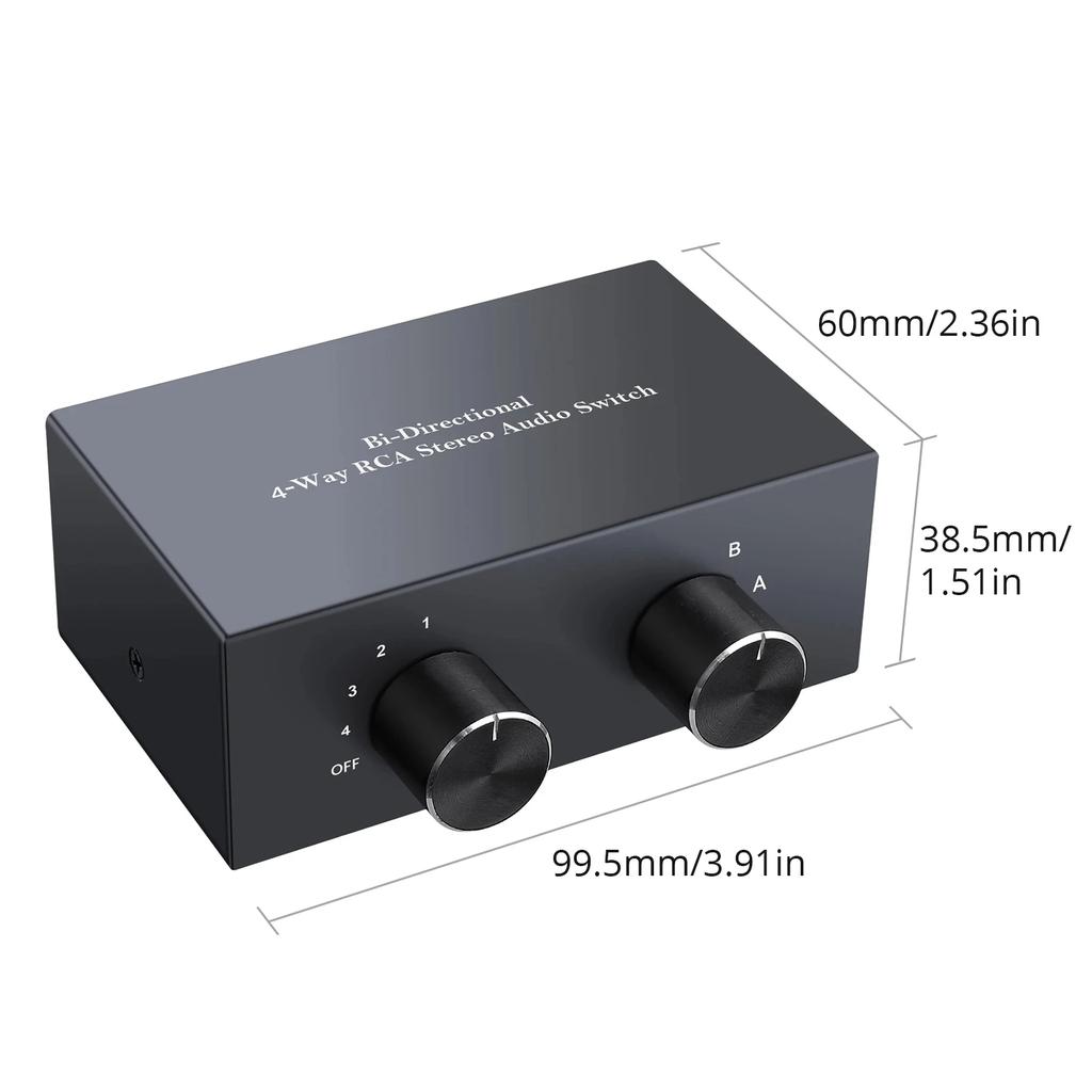 Comutator Audio Stereo Bidirecțional cu 4 Căi 2×4/4×2 Canale L/R Divizor RCA Profesional Comutator Selector Pentru Sisteme Audio DVD