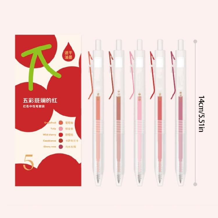 5Pcs Retractable Red Inks Pen for Educators Comfortable Grip 0.5mm Fine Point Red Gel Pen for Note Taking Journaling
