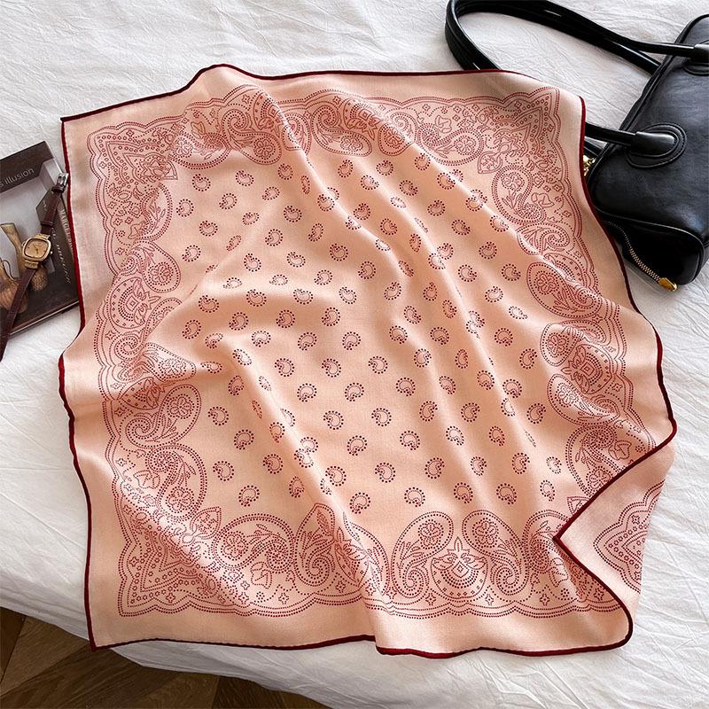 Simple niche silk wool square scarf double-sided same color 2025 new silk wool silk scarf personalized versatile silk wool scarf 65*65cm