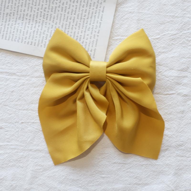 Elegant Bow Ribbon Hair Clip Fashion Simple Solid Satin Spring Clip Hair Pin Retro Headband with Clips Girls Hair Accessories