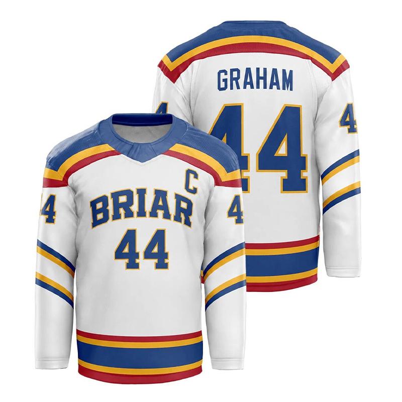 Off Campus Briar University Jersey Graham 44 22 DI LAURENTIS 66 Tucker46 T-shirt V-neck Short Sleeve Men Women Hockey Jersey Top