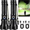 KINGCAESAR Flashlights High Lumens Rechargeable, 2 Pack 90,000 Lumens Super Bright Flashlight, 5 Modes LED Flashlight, IPX7 Waterproof Powerful Flash