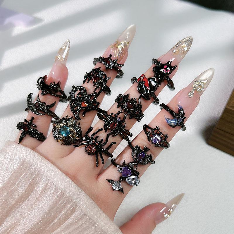 Halloween Themed Dark Vibe Ghost Spider Personality Ring Genderless Punk Niche Trendy Cool Ring