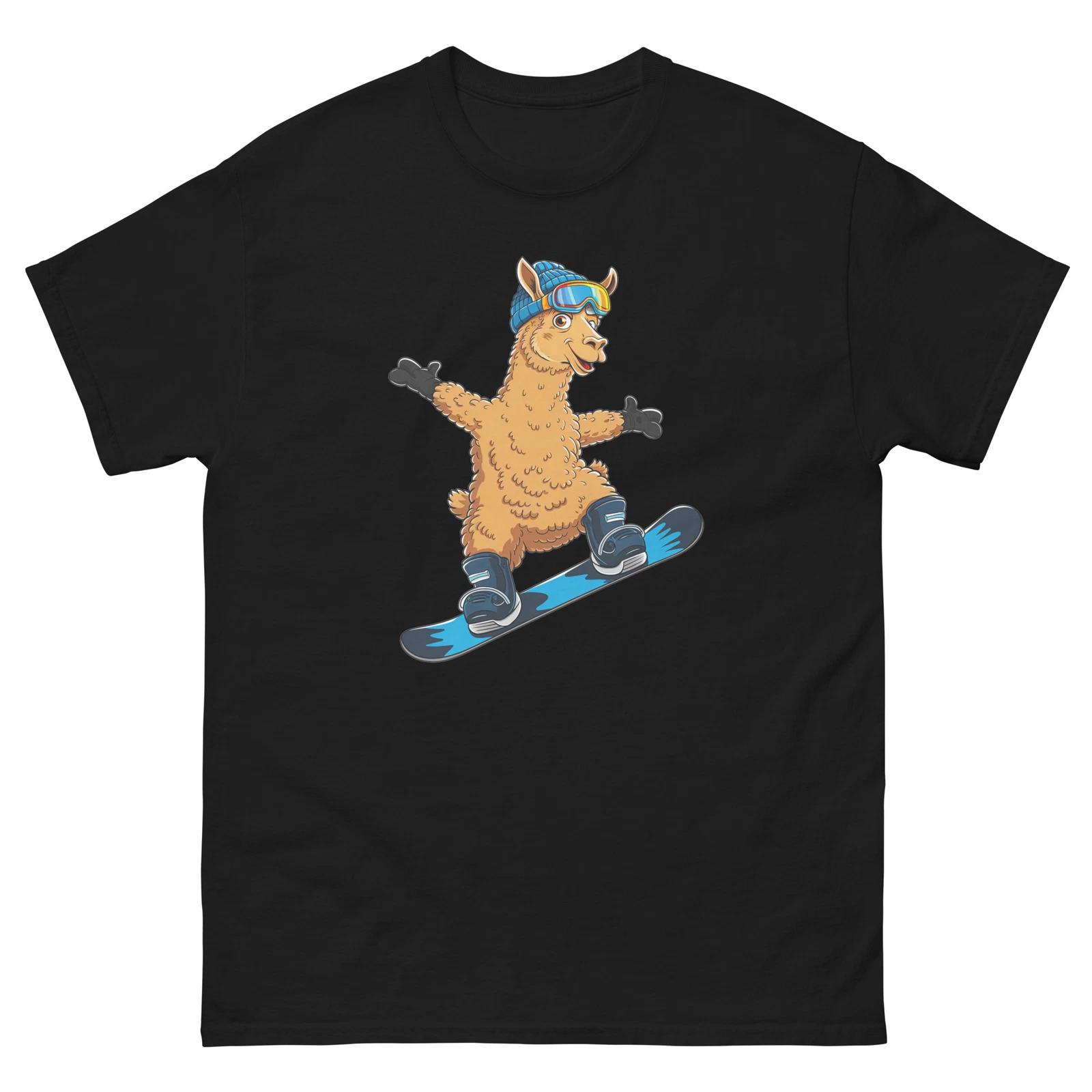 Llama Snowboarding Fun Cartoon Snowboarder Shirt T-Shirt 3XL