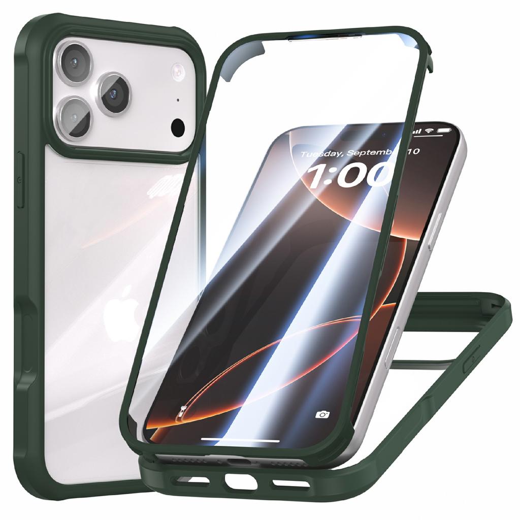 For iPhone 17 Pro Case Double-Sided Tempered Glass+Silicone+TPU Phone Cover