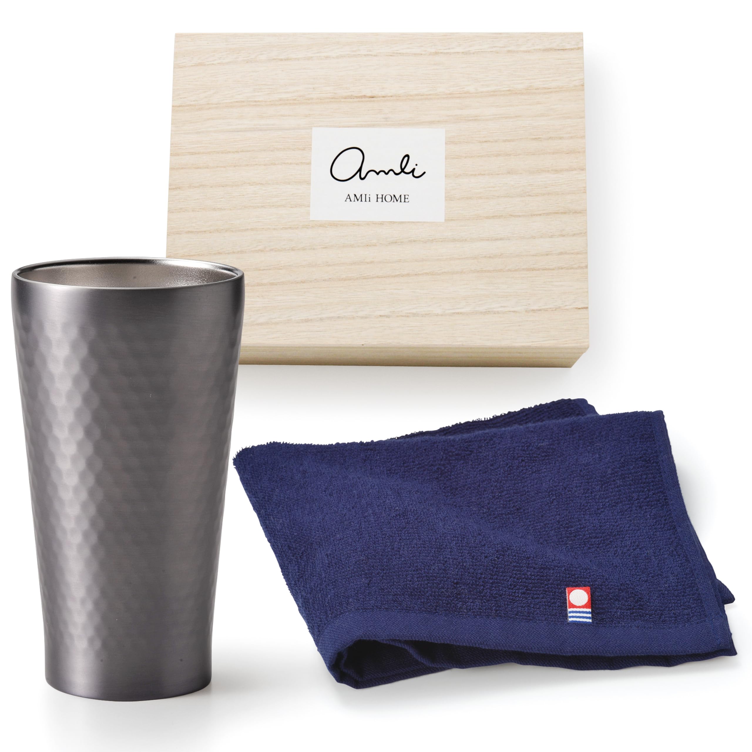 

Tumbler and Imabari towel gift wooden gift for [Dolce duo] set, set, box, men, birthday, celebration, AM-1744 серый