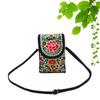 Crossbody Embroidered Womens Ethnic Canvas Handbag With Double Layer For Phone And Coins