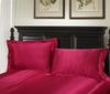 Red Wedding Four-Piece Set: Imitation Mulberry Silk Duvet Cover and Bed Sheet in Solid Color, Double Size, Faux Tencel Tribute Satin.