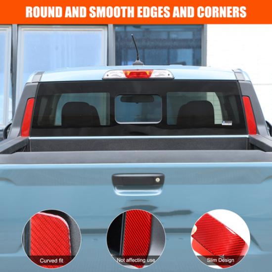 Red Carbon Fiber Rear Window Spoiler Pillar Cover Trim For Ford Maverick 22-25