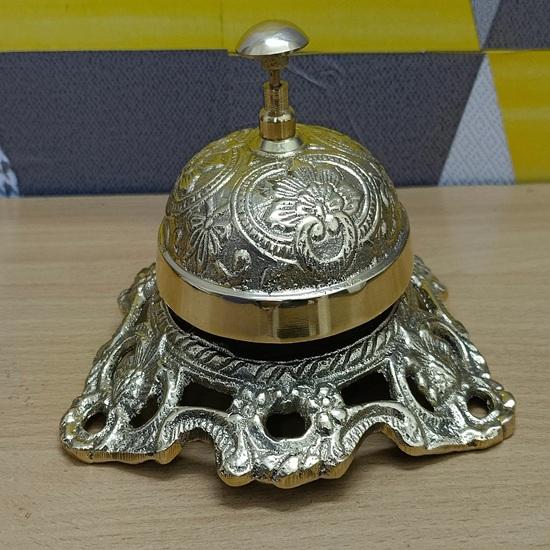 Decorative Brass Counter Bell, Engraved Shop Service Bell, Ornate Restaurant Call Bell, Style Concierge Bell, Front Desk Accessory