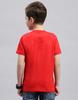 MONTE CARLO Boys Red Printed Round Neck Half Sleeve Regular Fit T-Shirt