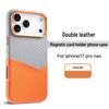 iPhone 17 Pro Max Leather Magnetic Anti-Fall Case with Color Splicing