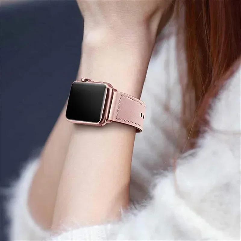 Watchband Leather Strap for Apple Watch Band 44mm 45mm 41mm 40mm 42mm 38mm 49mm 45 Mm Correa Bracelet IWatch Series 8 Ultra 3 6 SE 7 Strap
