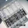 10er-Pack Schwarz-Weiß-Spitzen-Nagelaufkleber - Französisches Sexy Gitterdesign