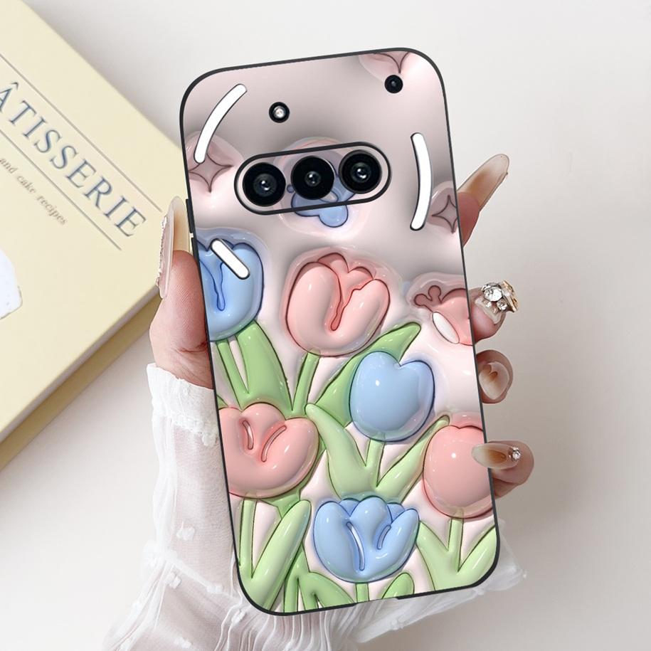 For Nothing Phone 3A Case A059 Cover Fashion Flower Soft Silicone Black Shockproof Cover On Nothing Phone3A 3 A 3APro A059P Capa