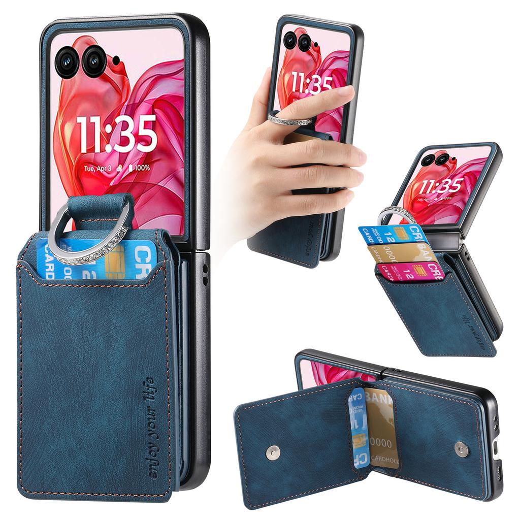 For Motorola Razr 50 Ultra 5G Case Card Holder Kickstand Retro Texture Leather Back Cover
