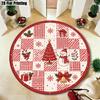 Large Round Bear Plaid Area Rug for Farmhouse Rustic Decor Entrance Mat Waterproof Durable Home Flooring