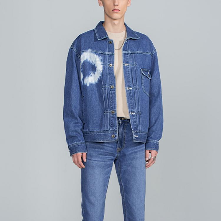 Lee Denim Jackets Men's Light Blue Square Collar Moderate Straight Fit LMT002701101291A01760