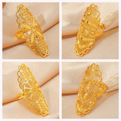 Gold Hollow Open Ring for Women, Non-fading Light Luxury High-end Fashion Jewelry Gift