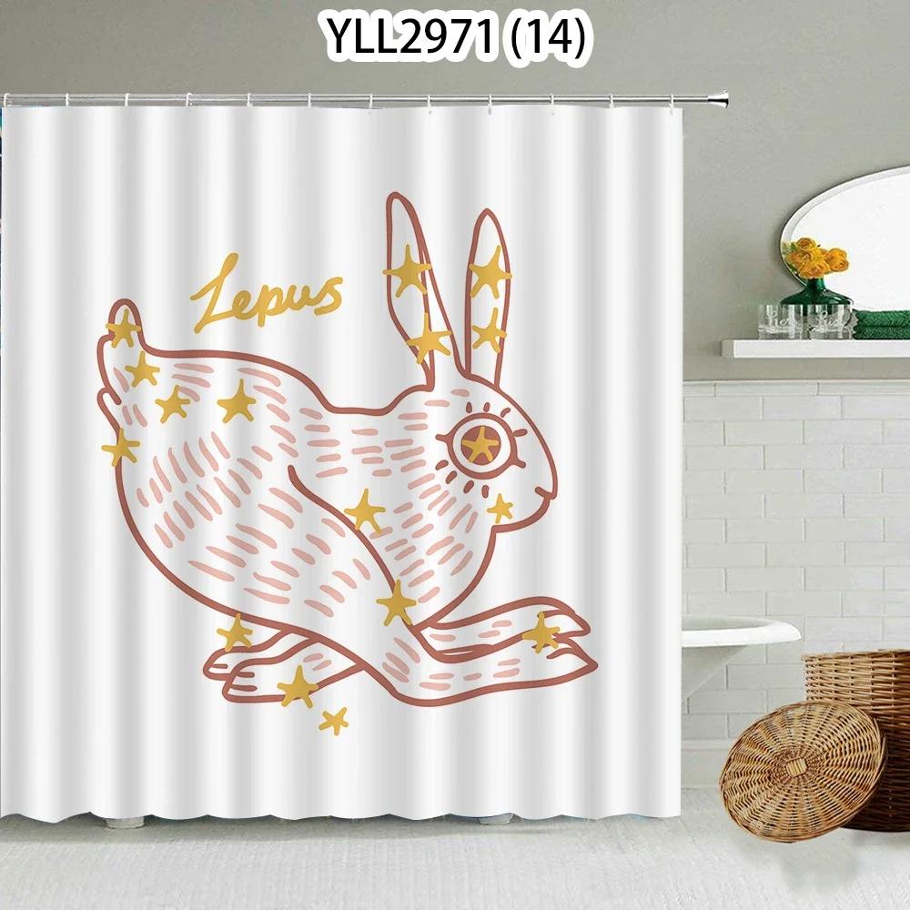 Katze Hase Tierdruck Floral Heimdeko Duschvorhang Wasserdichtes Polyester   Duschvorhang