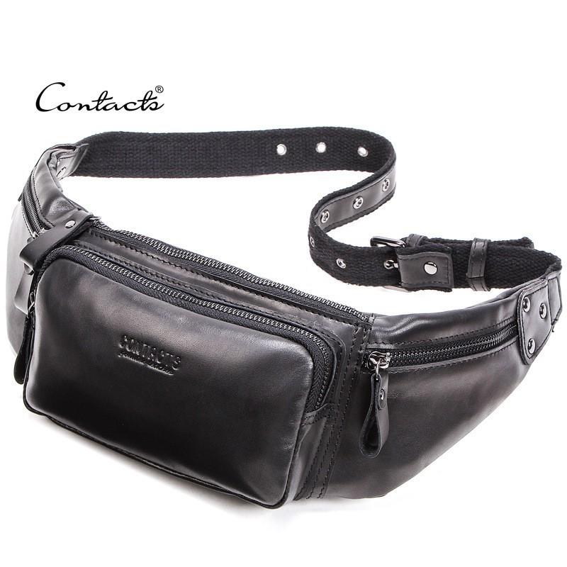 Real Leather Sports Waist Bag Top Layer Cowhide Multifunctional Men s Women s Wear Resistant 36x5x13