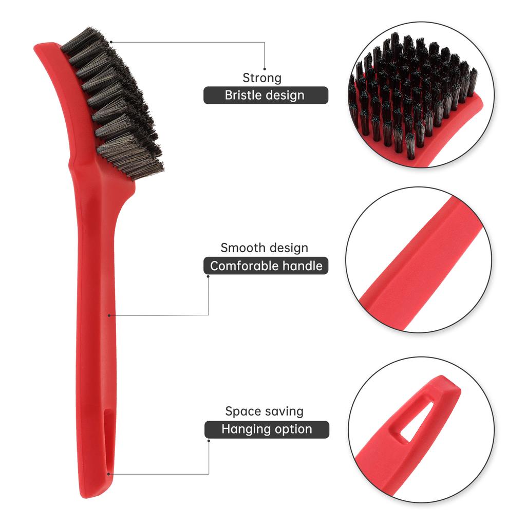 Multifunctional Heavy Tire Wire Brush for Tire Grinding / Furniture Repair / Industrial Equipment, Red Handle Wire Brush