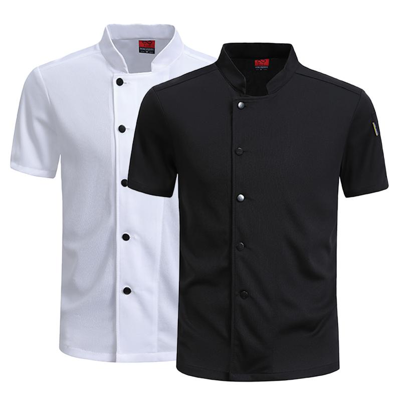 Tenue de Restaurant Respirante Chemise de Travail de Cuisine Manches Courtes Chef Hommes et Femmes Uniforme de Service Alimentaire Cuisine
