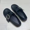 Ins style Metal Buckle Mary Janes Women Ballet Flats Comfor Soft Sole Leather Spring Autumn Lazy Dance Loafers Shoes