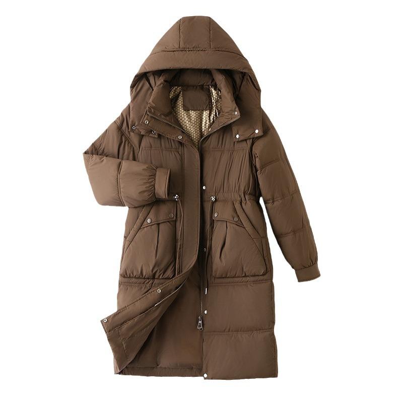 Péřové bavlněné vycpávkové oblečení Dámské střední a dlouhé zimní nad kolena Nový pas a tenký zesílený kabát Polstrovaná bunda