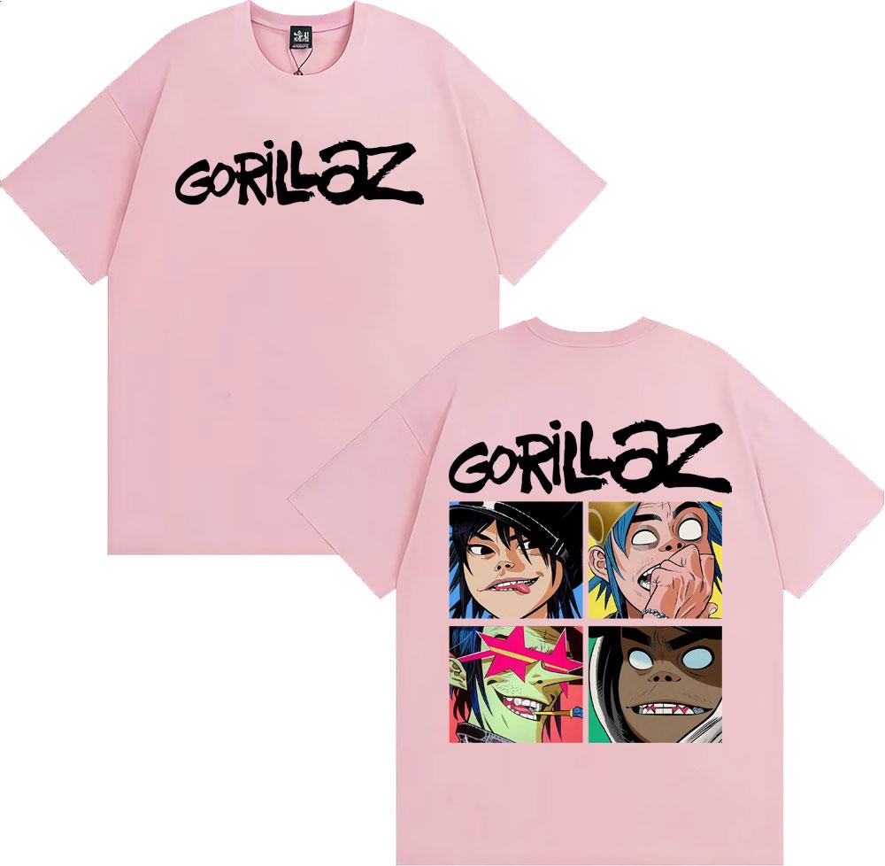Rock Band Gorillaz Vintage Cartoon Grafik T-Shirts Herren Damen Mode Gothic Übergroßes T-Shirt Lässiges Baumwoll Kurzarm T-Shirt