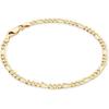 Bracelet Figaro Miabella en Argent Sterling 925 Italien 3mm pour Femmes | Option Plaqué Or 18 Carats, Chaîne à Maillons Pleins, Bijoux Fins, Fabriqué en Italie