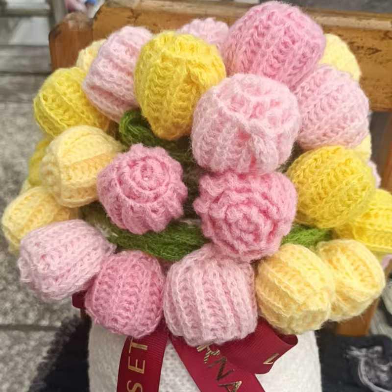 Handmade Rose and Lily Crochet Flower Blanket - Acrylic Yarn