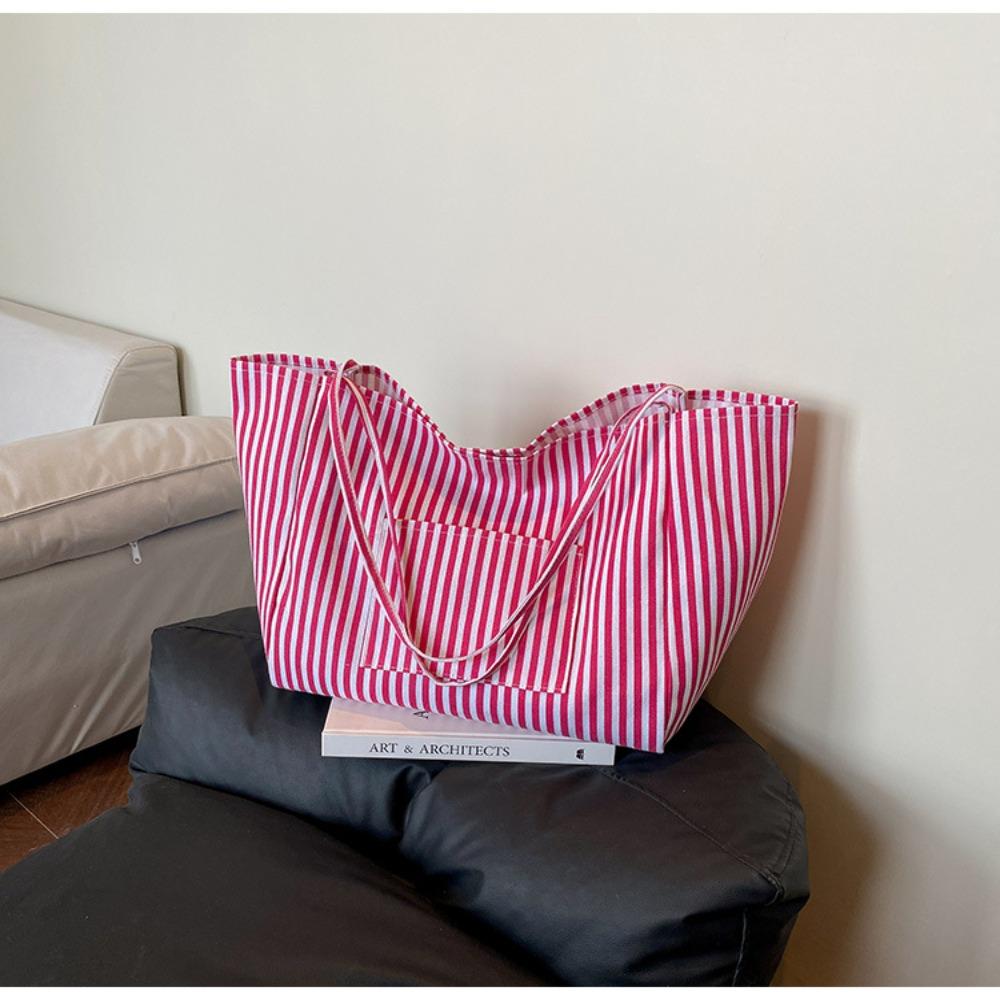 Simple Striped Shoulder Bag Lightweight Shopping Bag New Striped Tote Bags  for Women