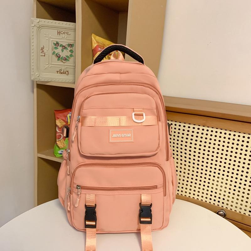 Solid Color Schoolbag Female Backpack Student Large Capacity Backpack