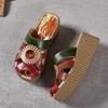 Fashion GKTINOO 2025 Wedge Slides Shoes Women Cover Toes High Heels Flower Sandals Summer Female Genuine Leather Platform Slippers