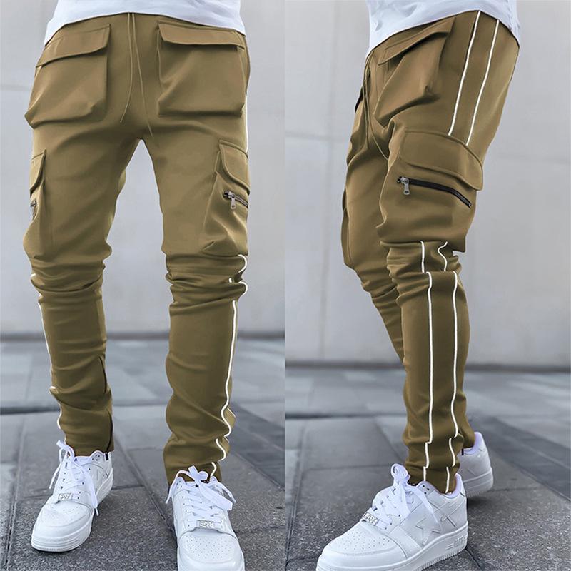 Men's Spring and Autumn Casual Straight-Leg Cargo Pants with Multiple Pockets