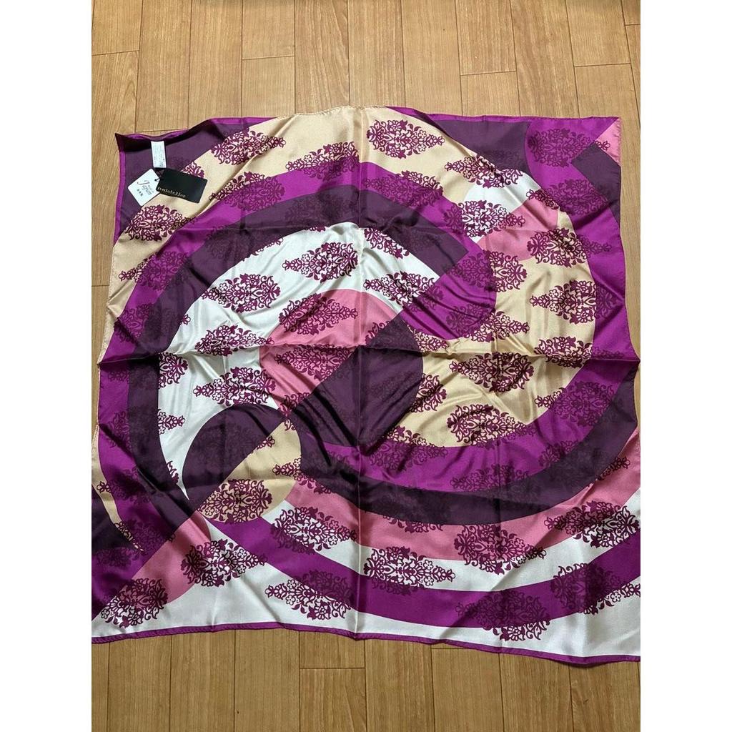 Used Leatatelier Large Scarf, Purple Tones, Paisley Pattern, Made In Japan