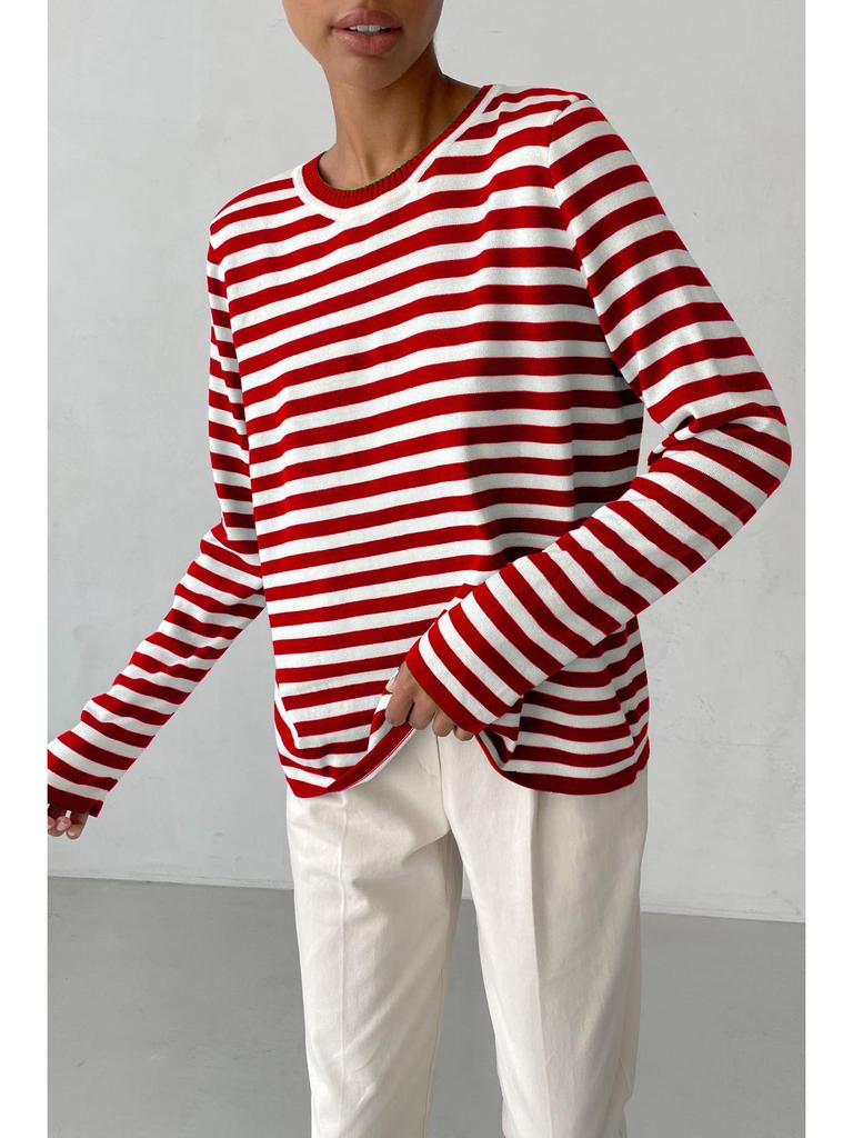 2025 Spring Retro Striped Women's Sweater: Classic European & American Style