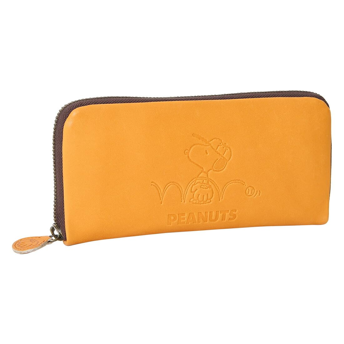 

Snoopy SNOOPY Wallet Long Wallet Round Zipper Genuine Leather GLOVE Bag Stitch R Bundle Holder 73018 [Peanuts] Women s Men s (Brown)