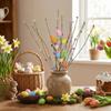 Colorful Easter Egg Artificial Flower Plastic Fake Plants Spring Floral Stems  Room Vase Inserts