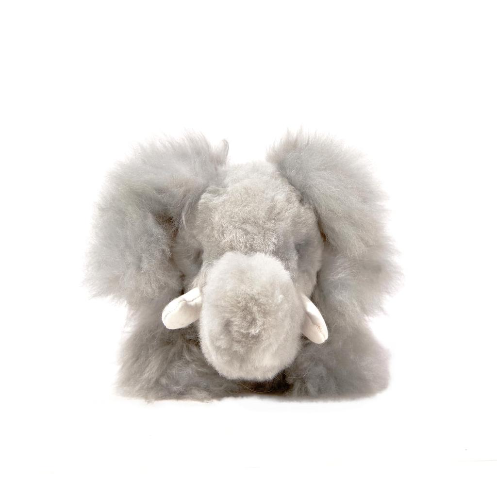 INJOI Plush Animal, Natural Alpaca Fur, Rare, Fluffy, Handmade, Cute, Perfect Gift for Anniversaries and Special Occasions (Elephant, 30cm, Gray,