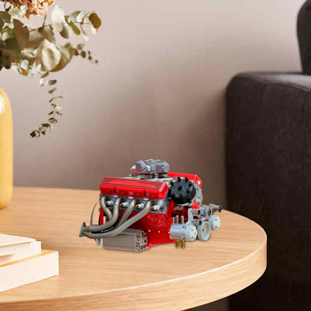 Garage Display Piece Resin V8 Engine Model Statue for Car Enthusiasts Small-block Engine Figurine Collectible Gift for Adults