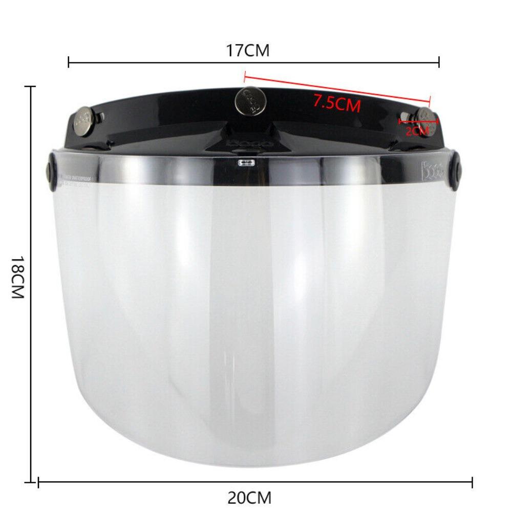 New Universal Full Face Helmet Visor Wind Shield Lens 3-Snap Motorcycle Open Face