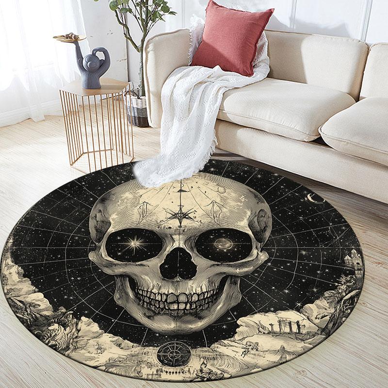 Skull Pattern Round rug,Carpet Rug for Living Room Bedroom Playroom ,Non-slip Floor Mat,Holiday Gifts and Birthday Gifts.