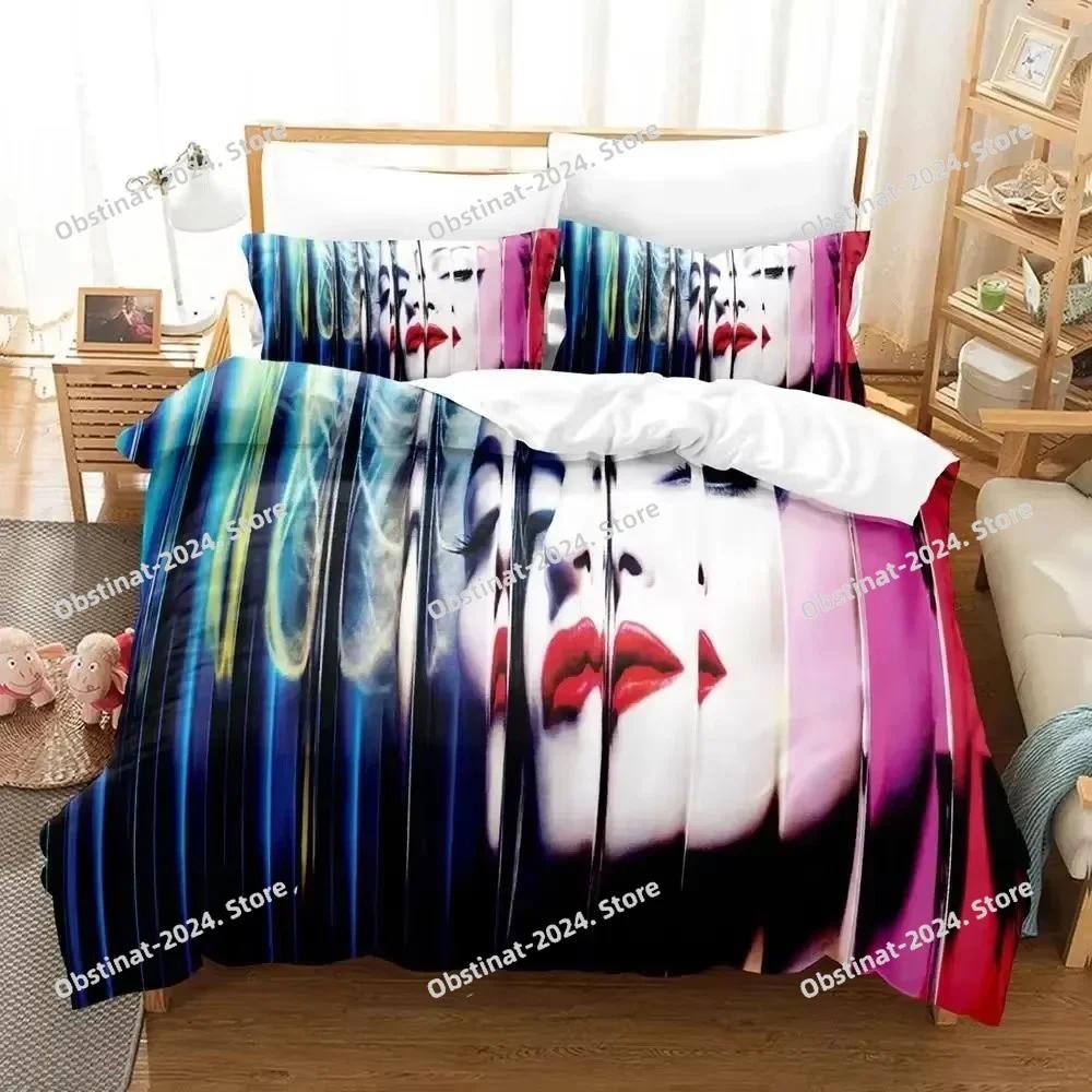 Parure de lit 3D imprimée Madonna sexy : housse de couette, taie d’oreiller, couette, tailles king et queen, pour garçon et adulte.