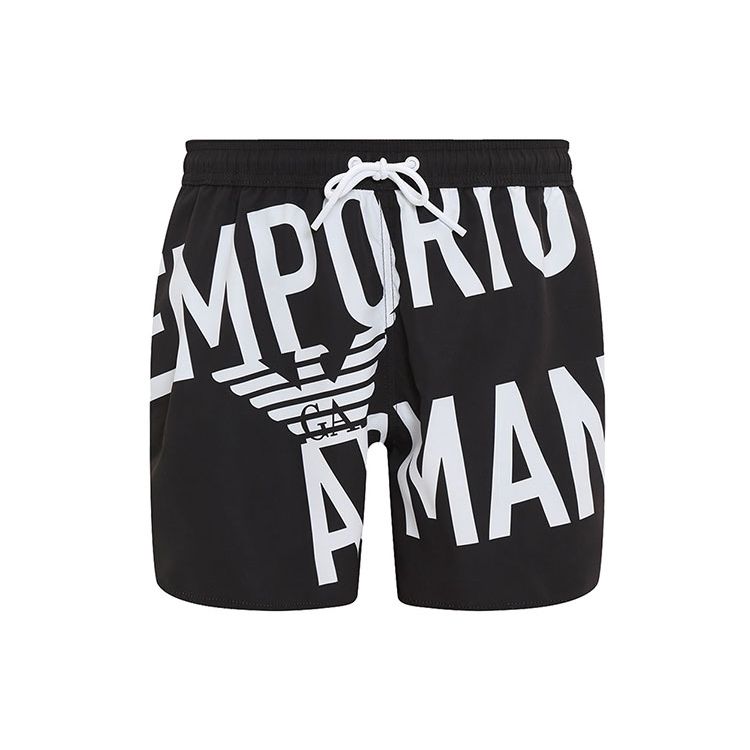 Emporio Armani Ss23 Letter Print Drawstring Beach Shorts Men shorts Black 211740-3R424-21921 M