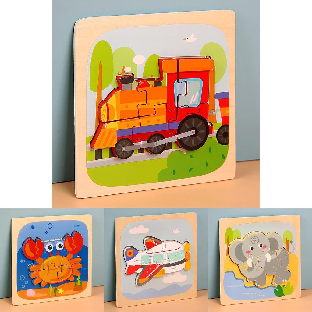 Wooden Toddler 3d Puzzle With Animal Matching And Interlocking Blocks For Early Education