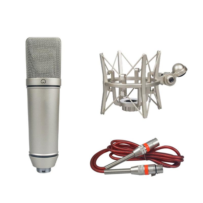 Top Studio Metal U87 Condenser Microphone Professional Cardioid Studio Mic for Recording Podcasting Voice Over Streaming Home  A